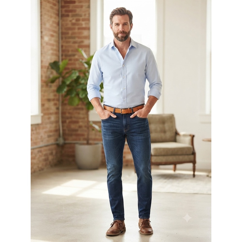 U.S. Polo Assn. Men’s Dark Wash Blue Denim Jeans Straight Fit Stretch 36W 30L